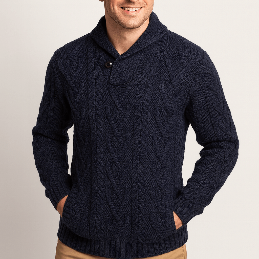 Soviska | Warkoczowy sweter z szalowym kołnierzem