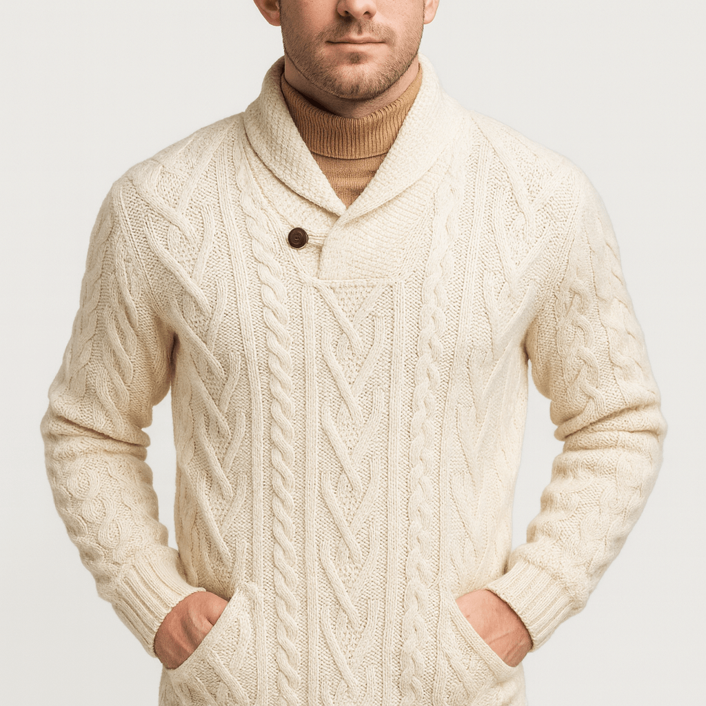 Soviska | Warkoczowy sweter z szalowym kołnierzem