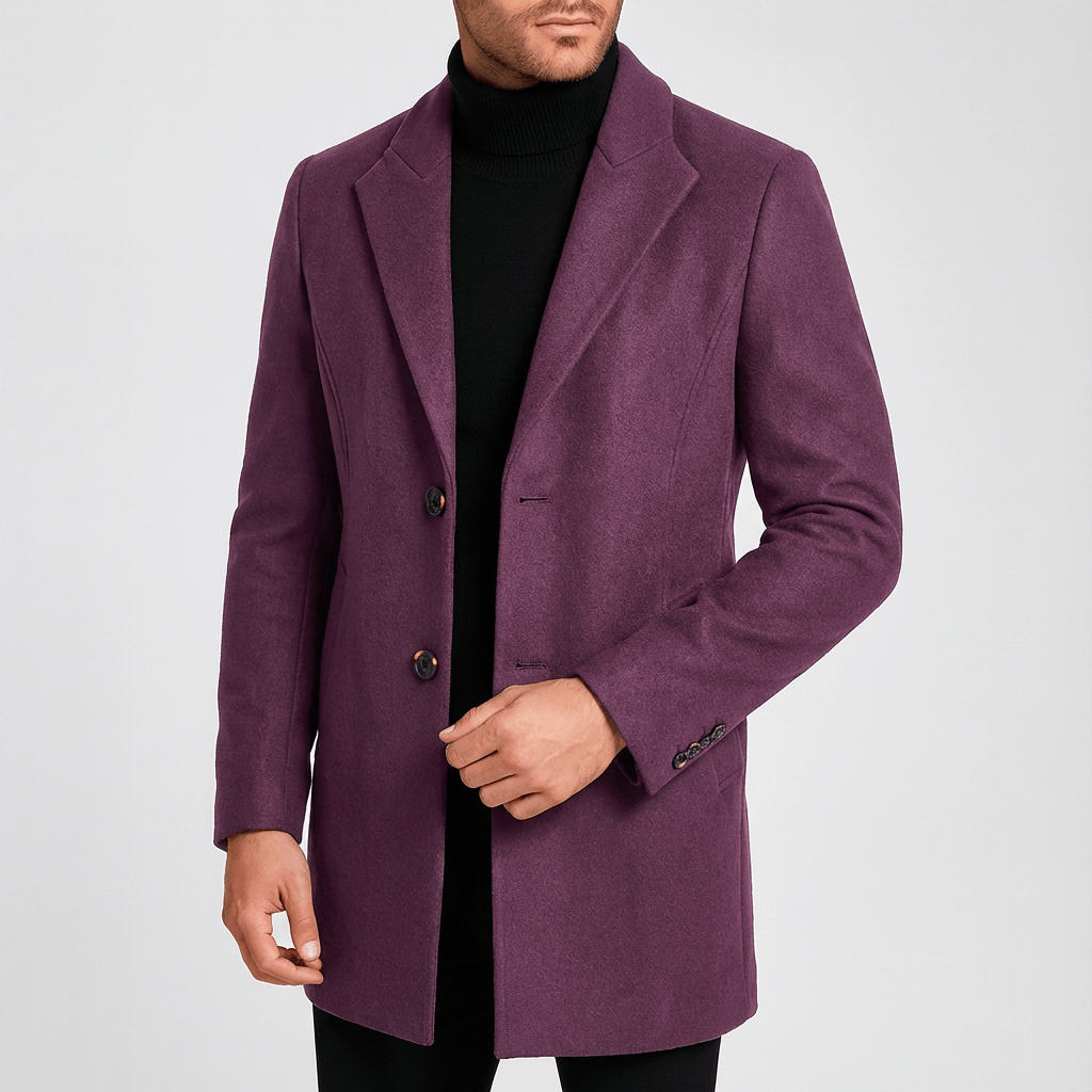 Soviska | Wełniany klasyczny płaszcz z naciętymi klapami