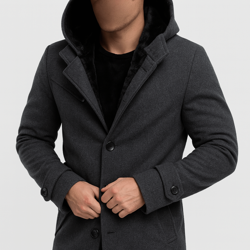 Soviska | Wełniany trencz z kapturem