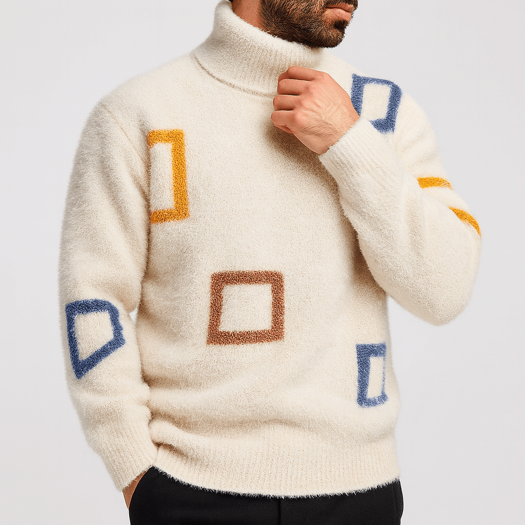 Soviska | Wysoki kołnierz sweter z geometrycznym wzorem