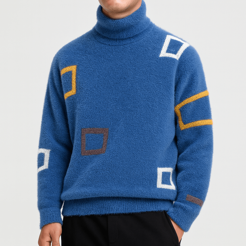 Soviska | Wysoki kołnierz sweter z geometrycznym wzorem