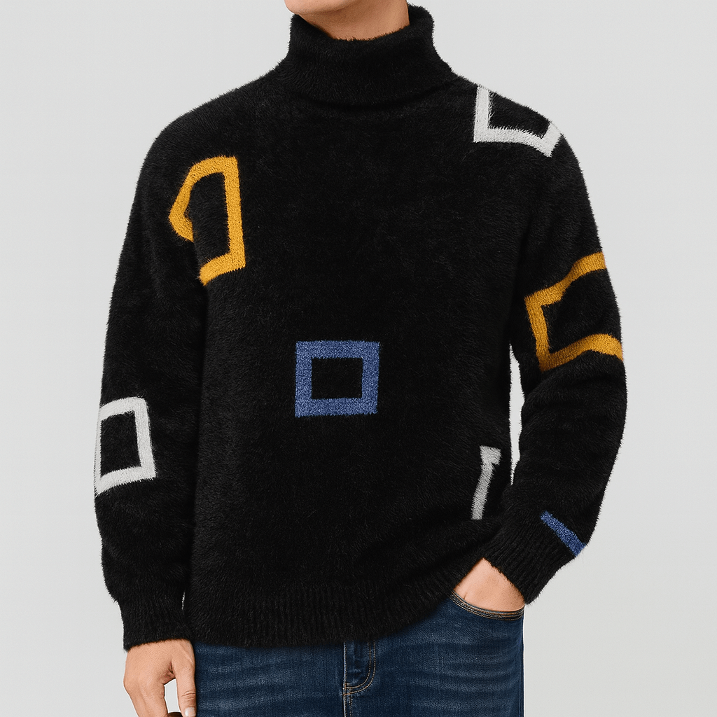 Soviska | Wysoki kołnierz sweter z geometrycznym wzorem
