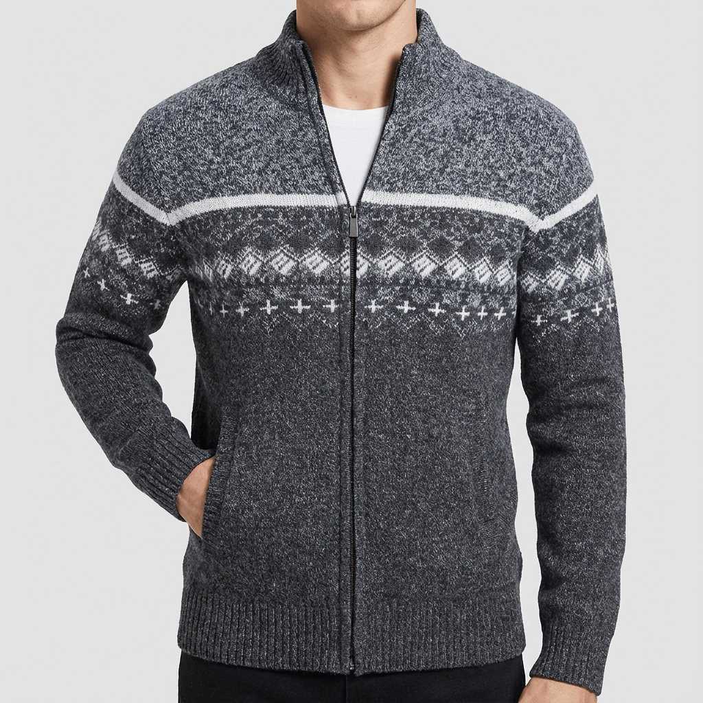 Soviska | Wzorzysty sweter z zamkiem