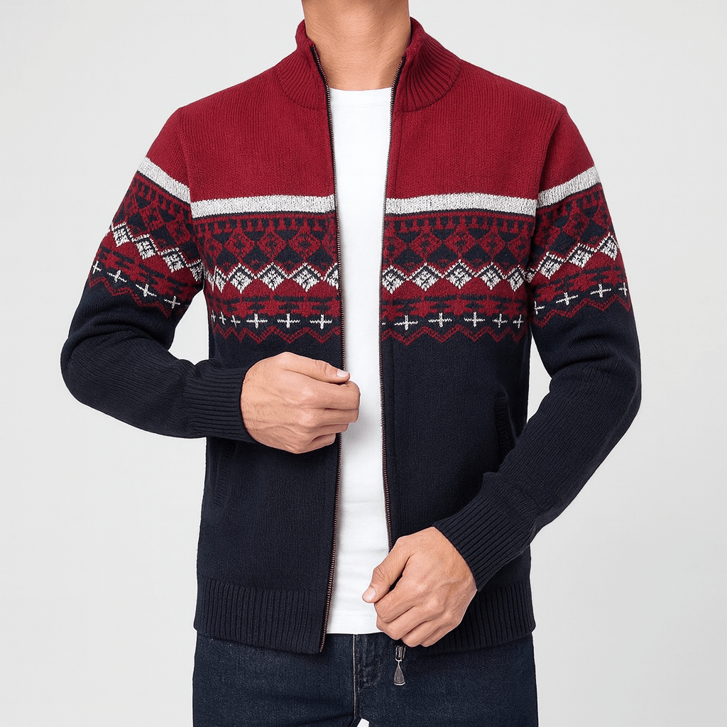 Soviska | Wzorzysty sweter z zamkiem