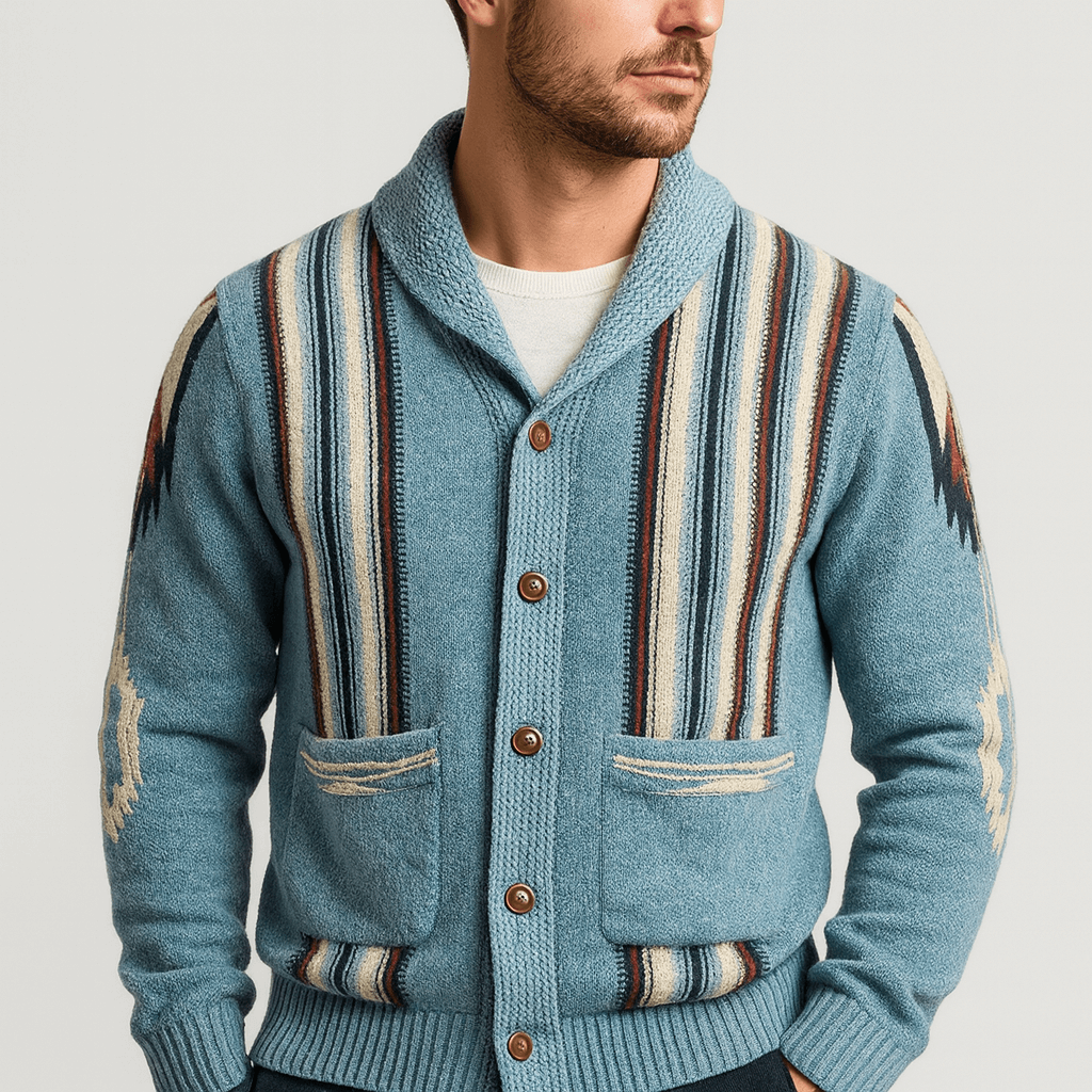 Soviska | Żakardowy kardigan z klapami z miękkiej mieszanki wełny