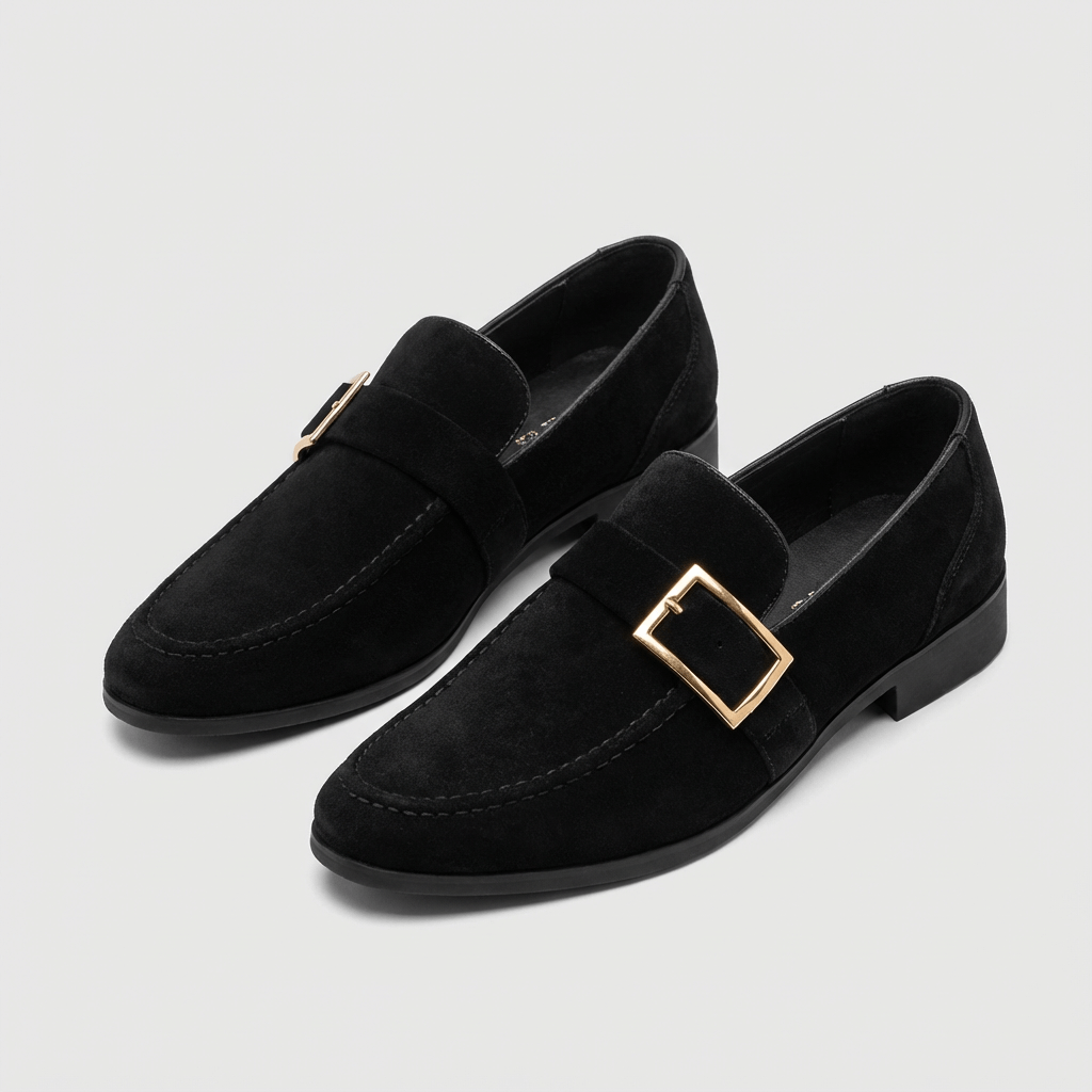 Soviska | Zamszowe mokasyny z metalową klamrą