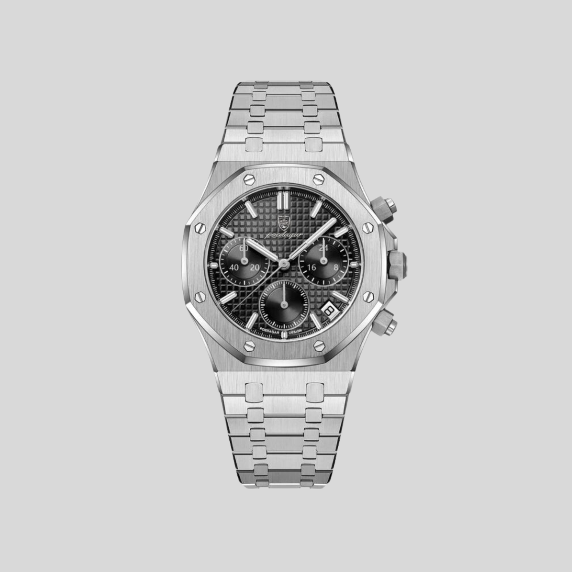 Soviska | Zegarek męski chronograf na stalowej bransolecie