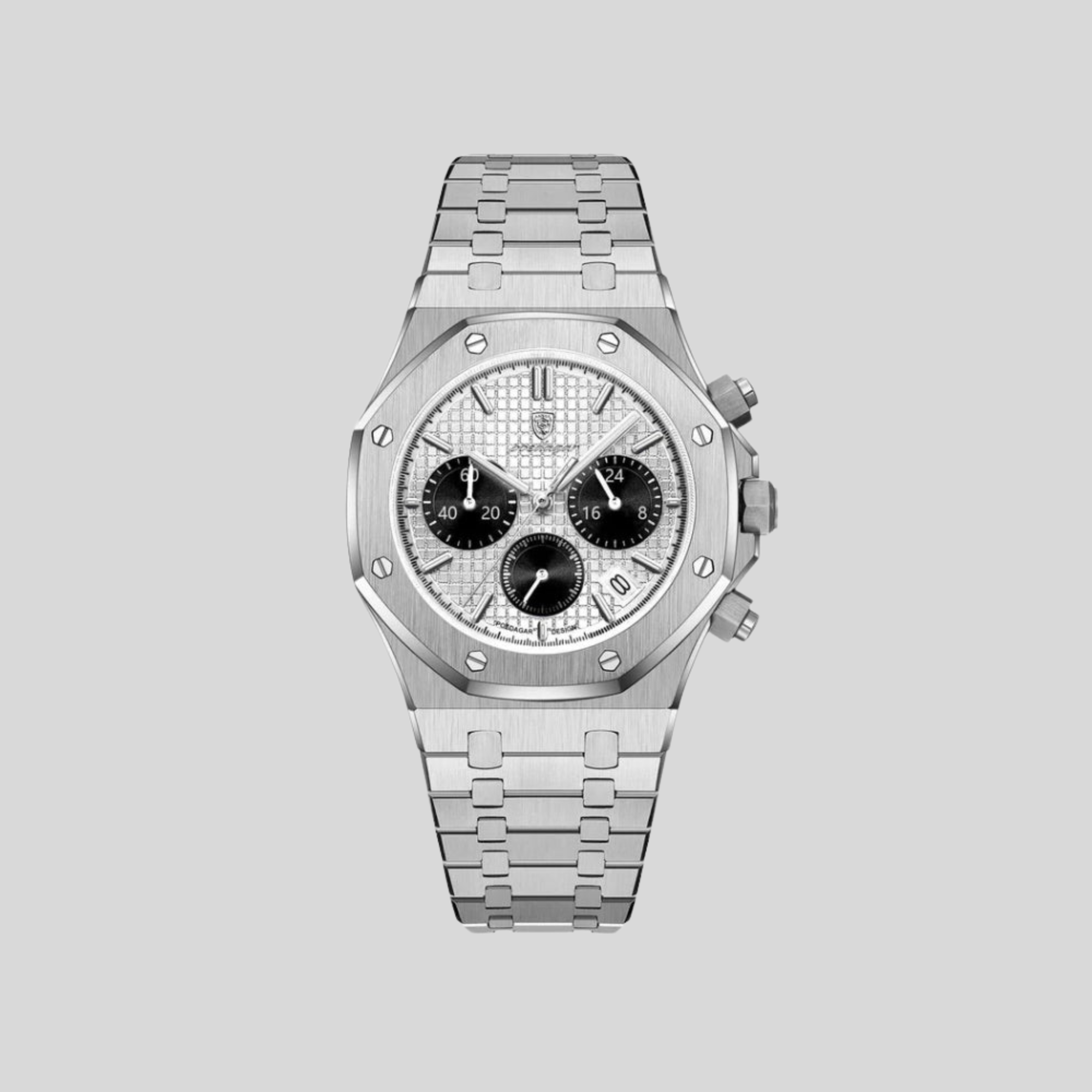 Soviska | Zegarek męski chronograf na stalowej bransolecie