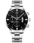 Soviska | Zegarek męski chronograf w czarnej stali